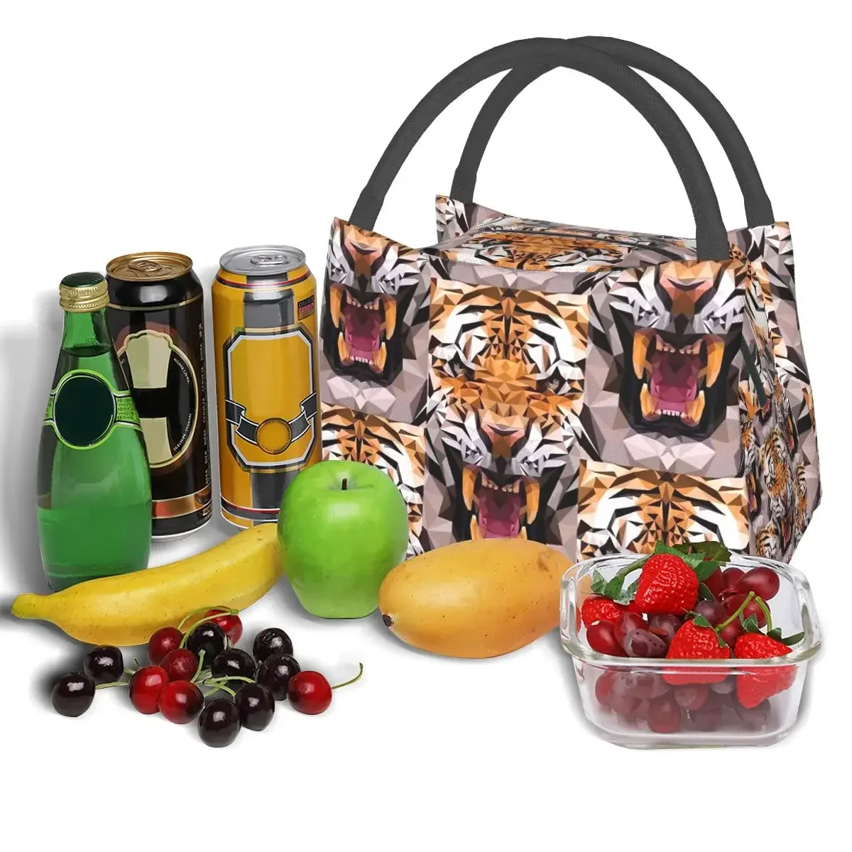 

Animal Print Office Lunch Box For Girls Casual Graphic Design Tote Food Bags Oxford Cooler Bag