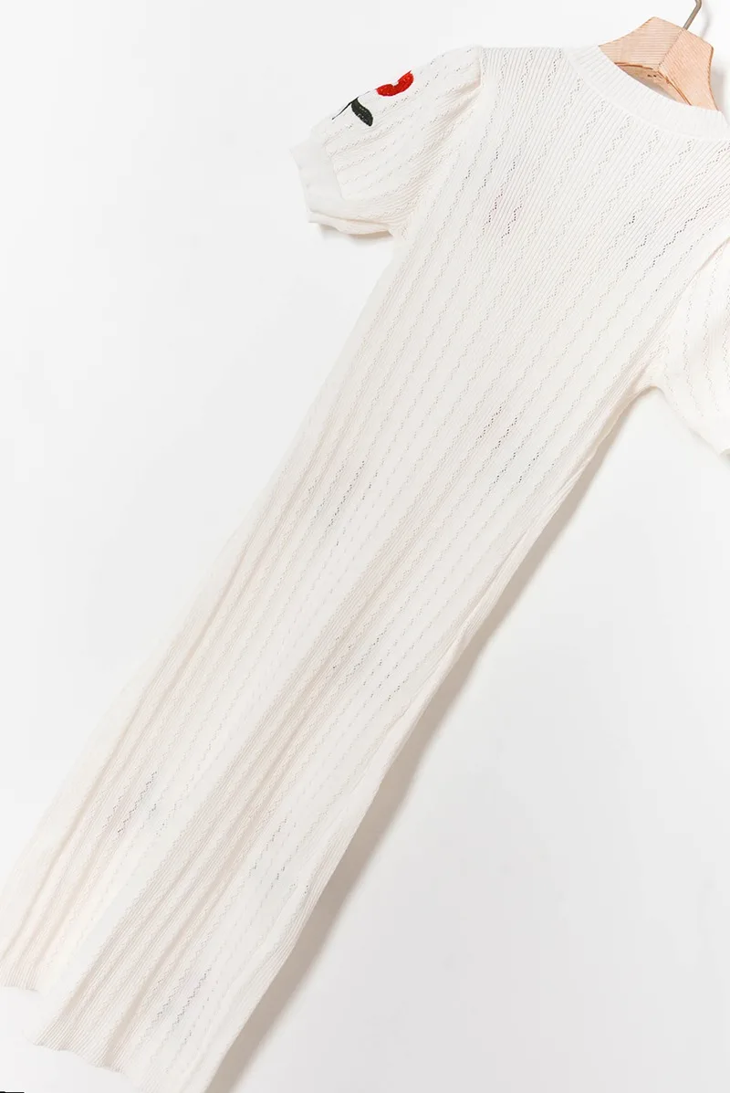 المدرج امرأة جديدة محبوك فساتين طويلة النساء الزهور التطريز فساتين متماسكة أنيقة سوداء فيستدوس البلوزات فساتين الحفلات NZ69