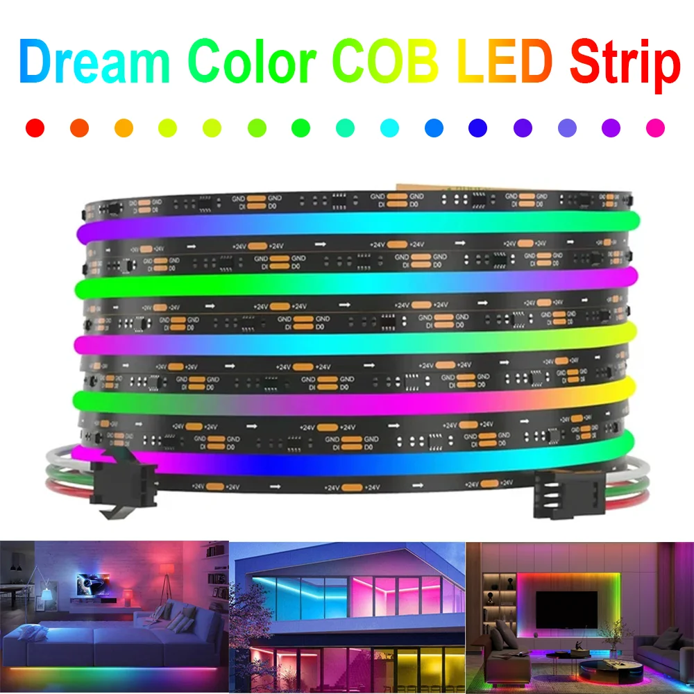 RGB Addressable LED Strip WS2811 RGBIC COB LED Strip Light 12V/24V Running Dream Color LED Tape 1-10m Full Color RGB Strip Light