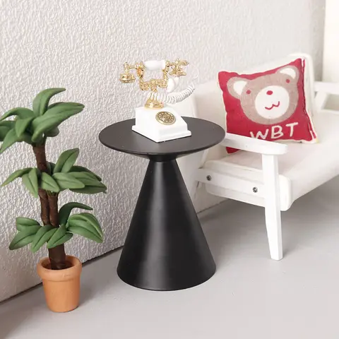 1 st dockhusmöbler järn runt soffbord minimöbler miniatyrleksak modell låtsaslek simuleringsmöbler leksaker 6 best sales dockbord - №6