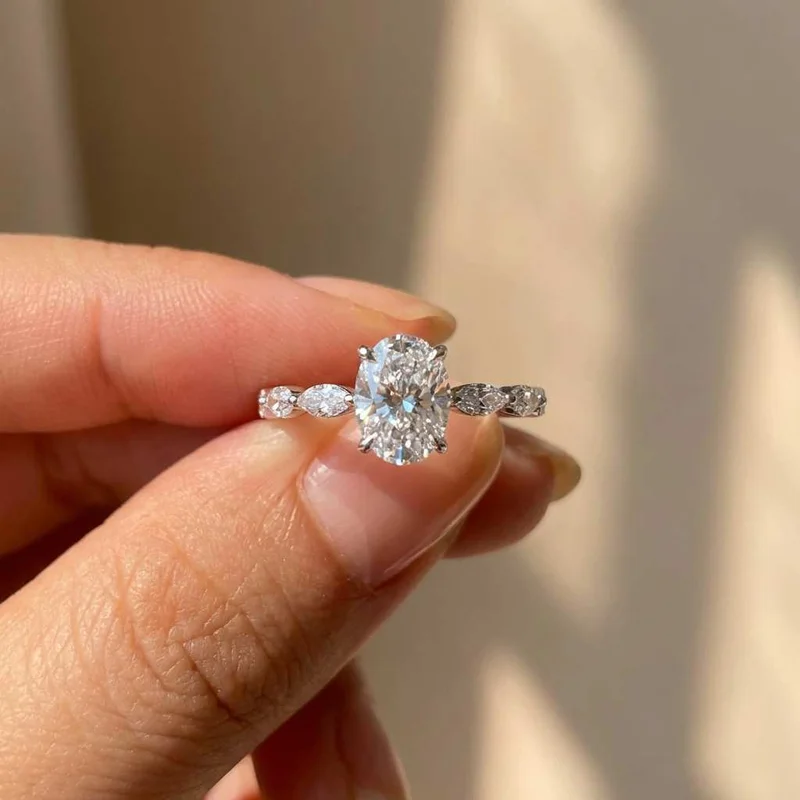 925er Sterlingsilber für Damen, ovale Ringe, Zirkon, zarter Antragsring für Liebhaber, hochwertiger Hochzeitsschmuck, heiß begehrtes Geschenk. – Detail 3