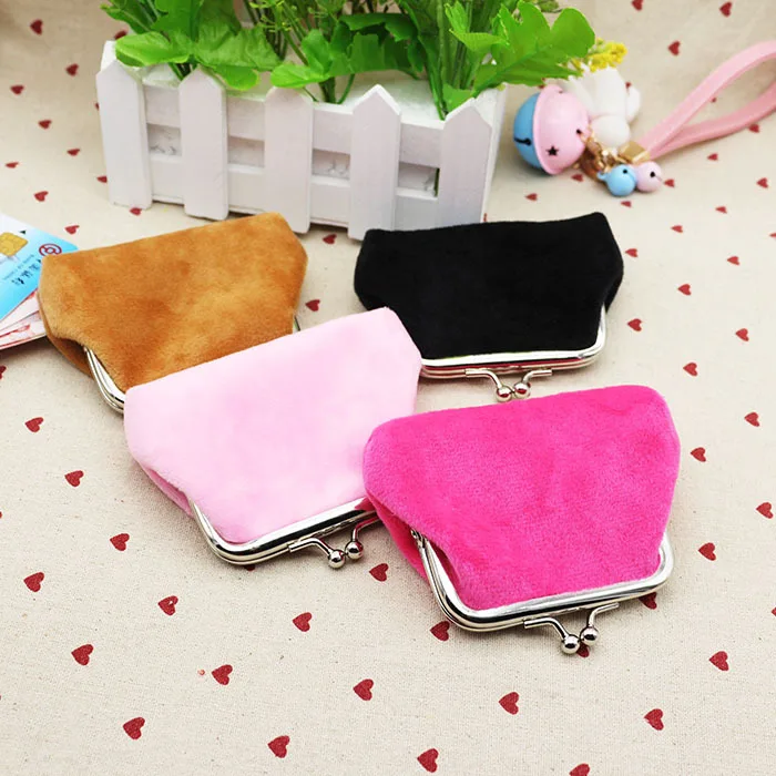 Autumn Winter Candy Color Plush Zero Wallet Student Fabric Art Coin Bag Children's Small Gift Wholesale Package Holders Purse