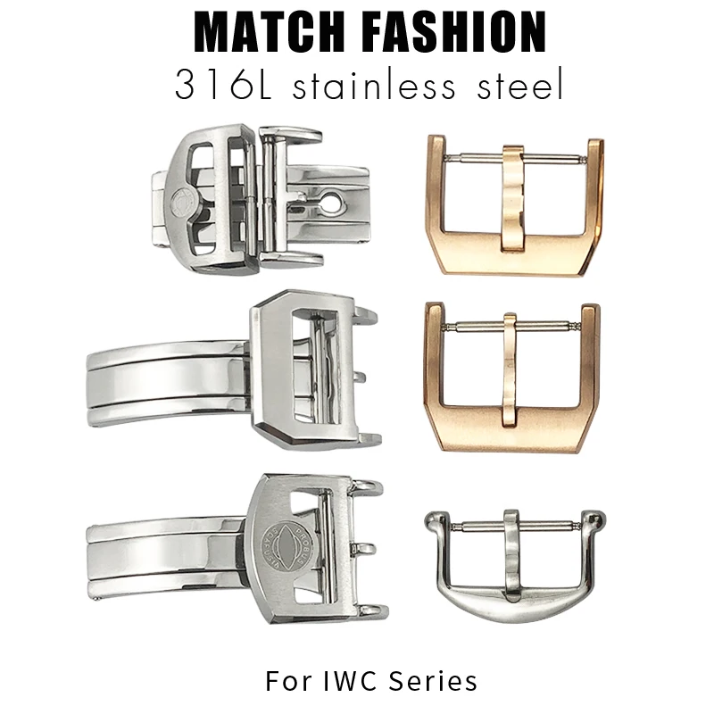 18mm 20mm Stainless Steel Pin Buckle for IWC Big Pilot Portugieser Pilot\'s Watch Leather Watchband Deployant Clasp Accessories