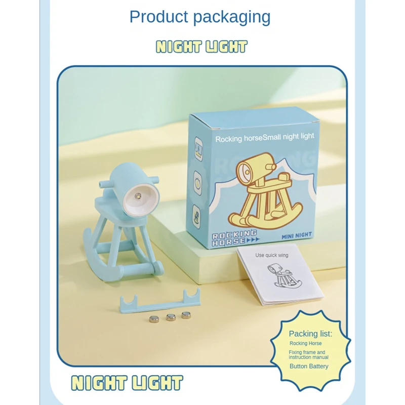 Cartoon Gift Book Lamp Desktop Ornament Cute Atmosphere Light Rocking Horse Mini Night Light Mobile Phone Holder