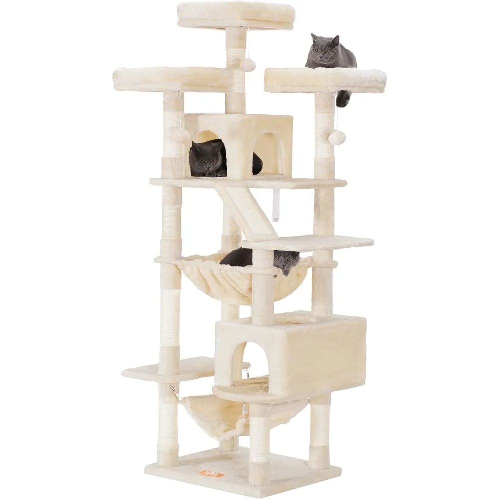 

Heybly Cat Tree, 73 inches Tall Cat Tower for Large Cats 20 lbs Heavy Duty for Indoor Cats,Big Cat Furniture Condo for with Padd