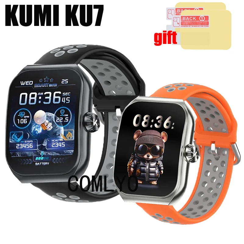 Band For KUMI KU7 Smart Watch Strap Silicone Breathable Sports belt Women men Screen Protector Film