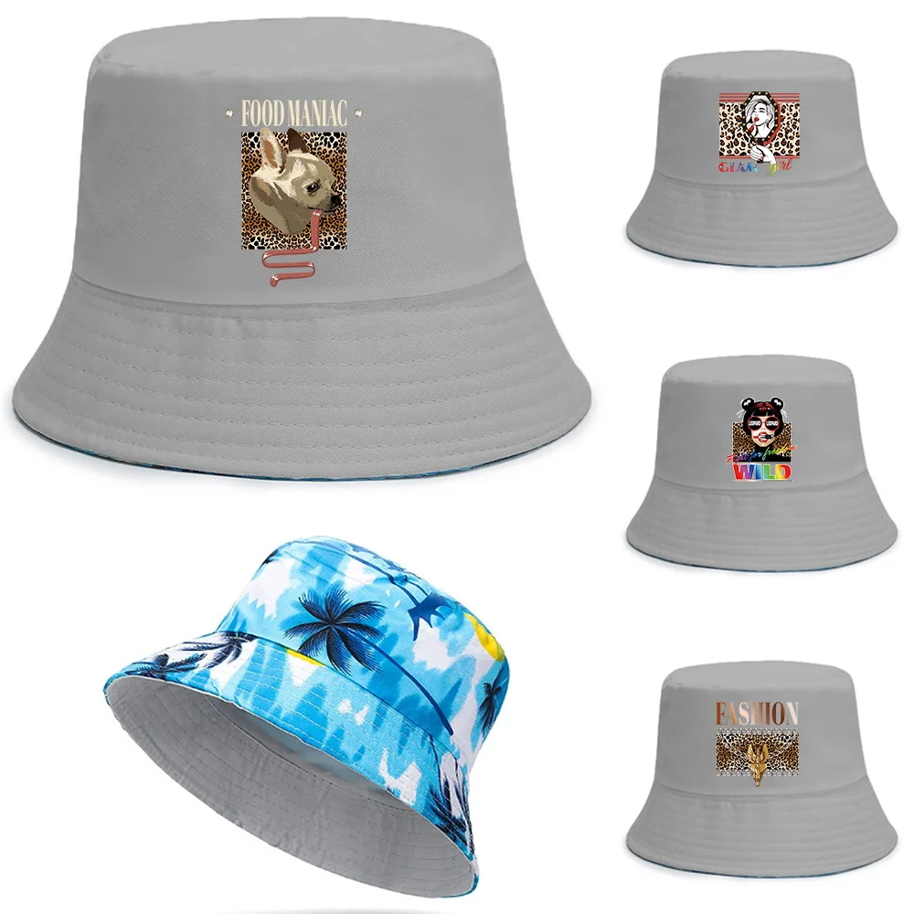 

New Double-sided Wear Fishing Hat Fisherman Cap for Boys/Girls Outdoot Leopard Series Bucket Hats Summer Women Men's Travel Hat