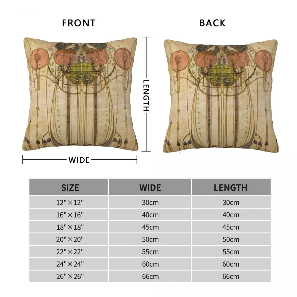 Charles Rennie Mackintosh Square Pillowcase Polyester Linen Velvet Printed Zip Decorative Throw Pillow Case Home Cushion Cover