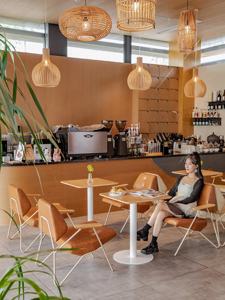 Celebridad en línea área de ocio, combinación de mesa y silla de tienda de té con leche, tienda de postres, cafetería, sofá, barra de libros Qing