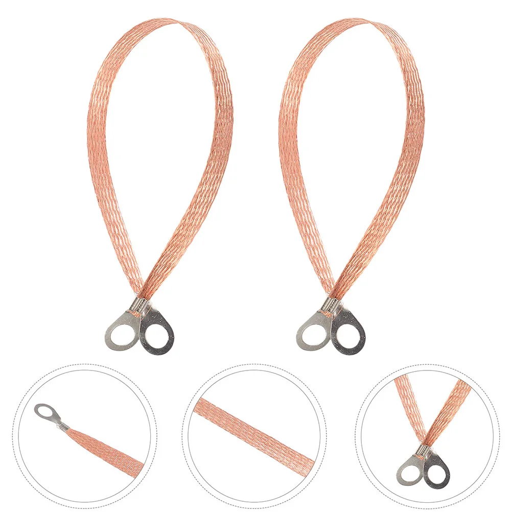 

4pcs Automotive Ground Strap Universal Flat Braided Tinned Copper Vehicle Grounding Straps For Cars Engine Durable Stable
