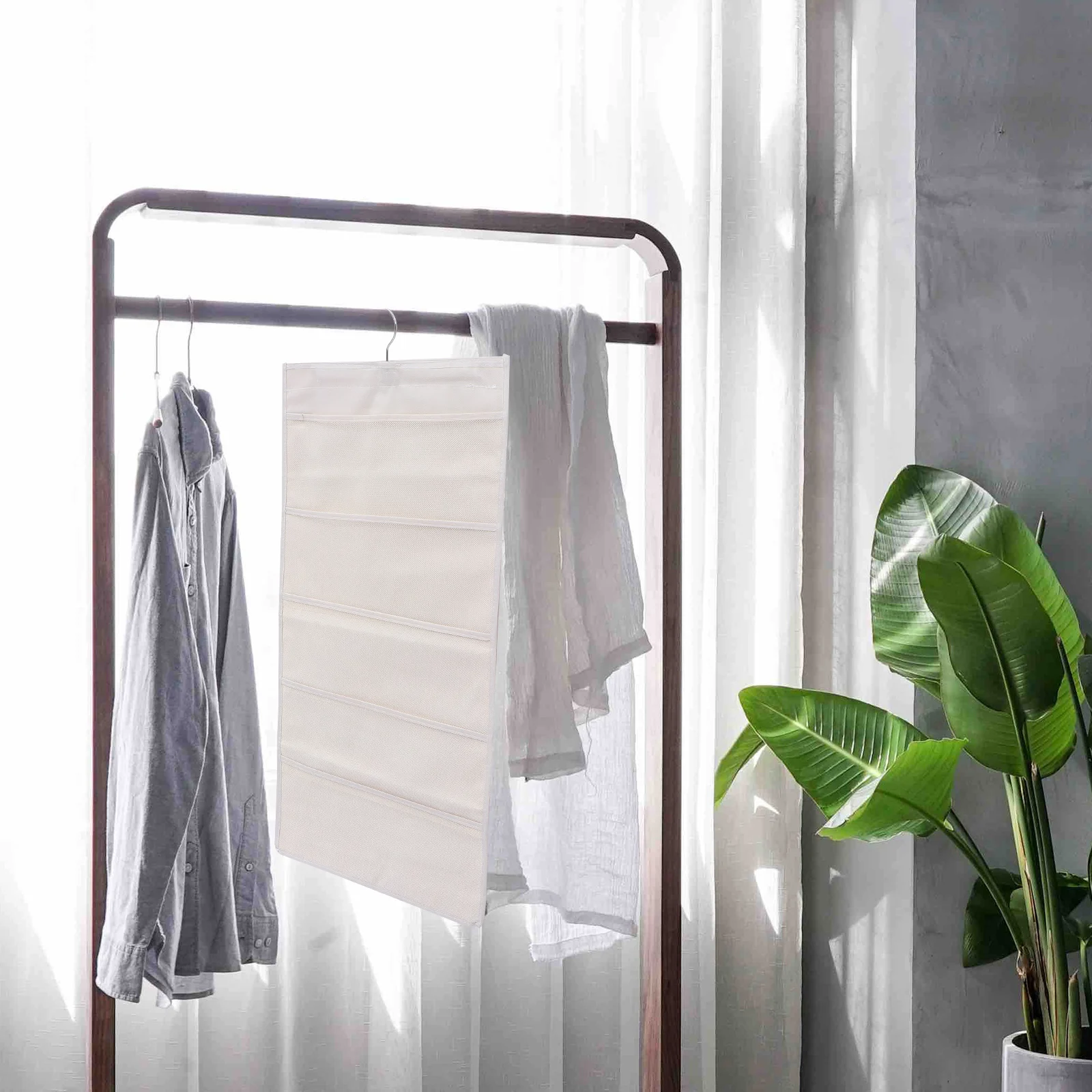 

2Pcs Closet Storage Hanging Bags Double-Sided 30 Compartment Organizer Breathable Non-Woven Fabric for Home Dorm