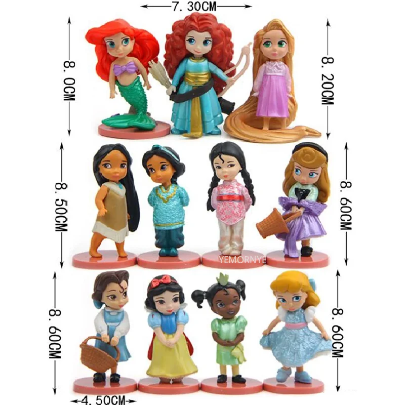 20 Models Disney Princess Action Figures Rapunzel Snow Cinderella White Snow Fairy Rapunzel Dolls Decoration Children Gift Toys