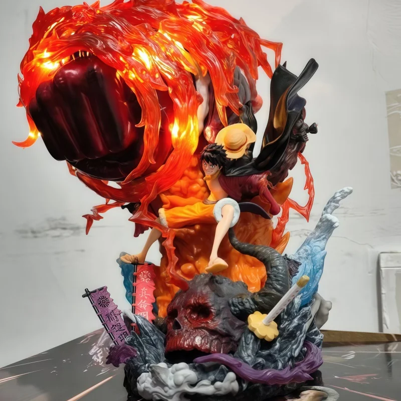 

Hot One Piece Luffy Gear 3 Anime Figure 2025 New Hot Red Roc Pvc Model Statue With Led Light Collectible Decor Birthday Gift Toy