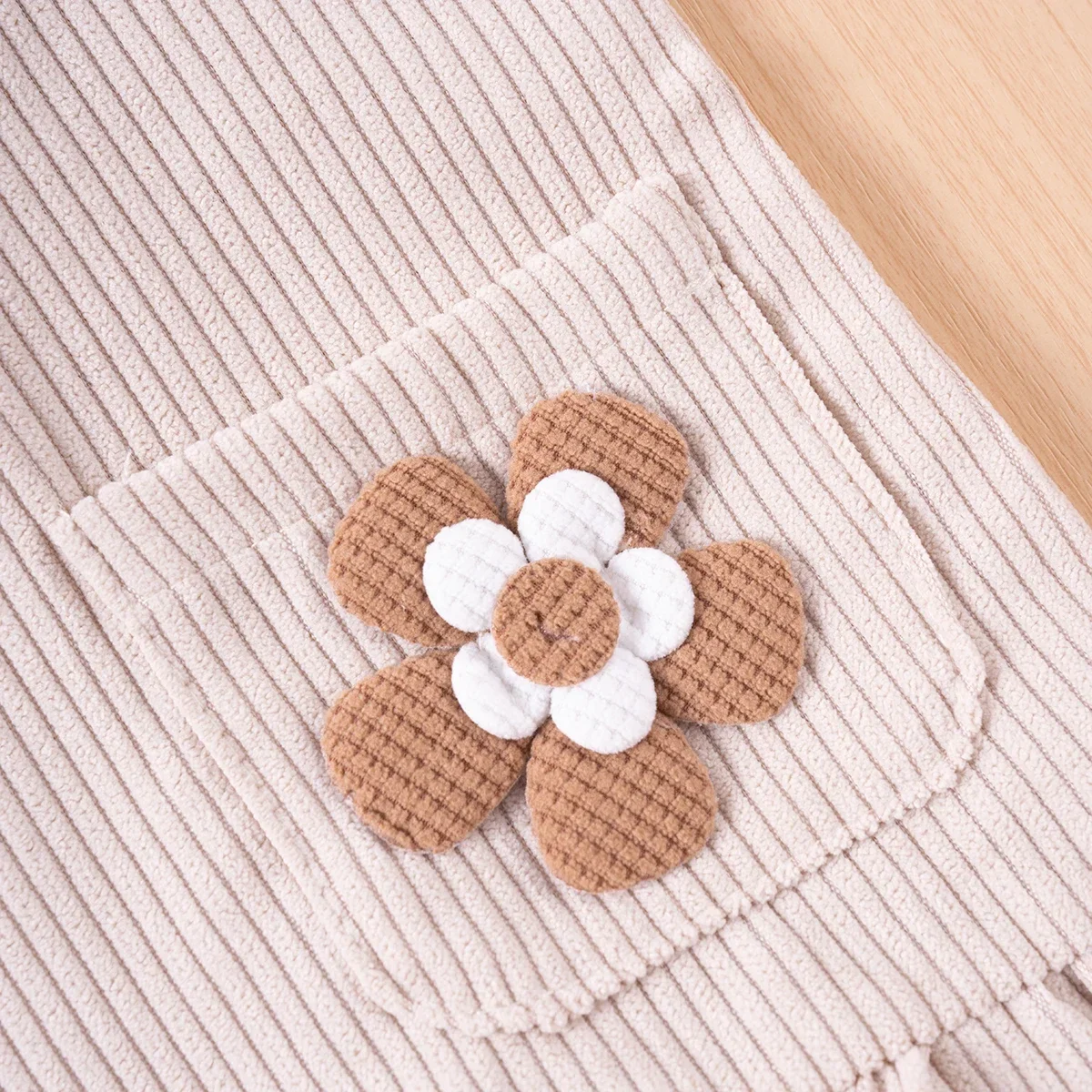 Cute Girls Camisole Dress With Two Little Flowers Corduroy For Early Spring and Autumn Outfit Dress Casual Toddler Kids Clothes