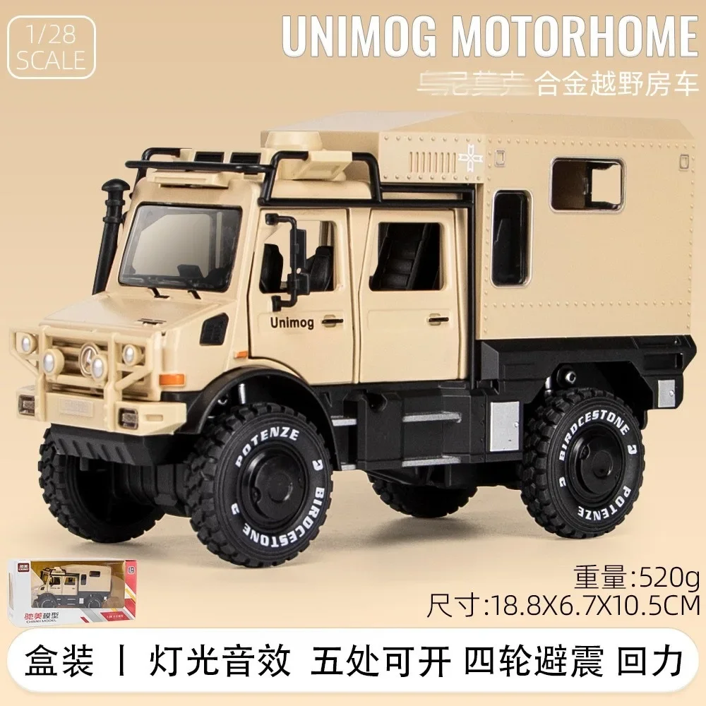1:28 Mercedes-Benz UNIMOG Legering Model Auto kinderen Gift Metalen Auto Model Met Schokabsorptie Off-Road Jongen speelgoed Auto