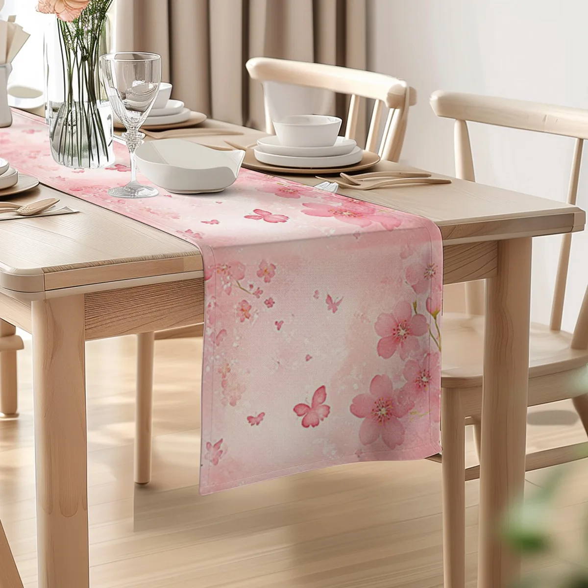 decoration table runner Floral Wreath Lamb Style Print Long cloth for home, kitchen,outdoors,garden,restaurants,banquet supplies