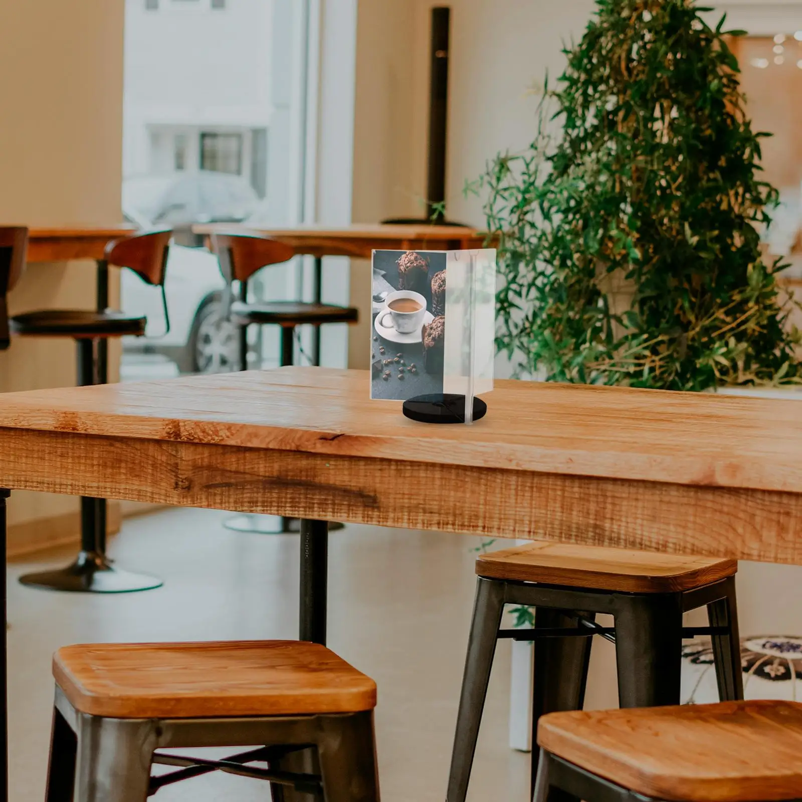 Acrylic Menu Holder Tabletop Sign Multi-side Stand Display with Base Holders Vertical for