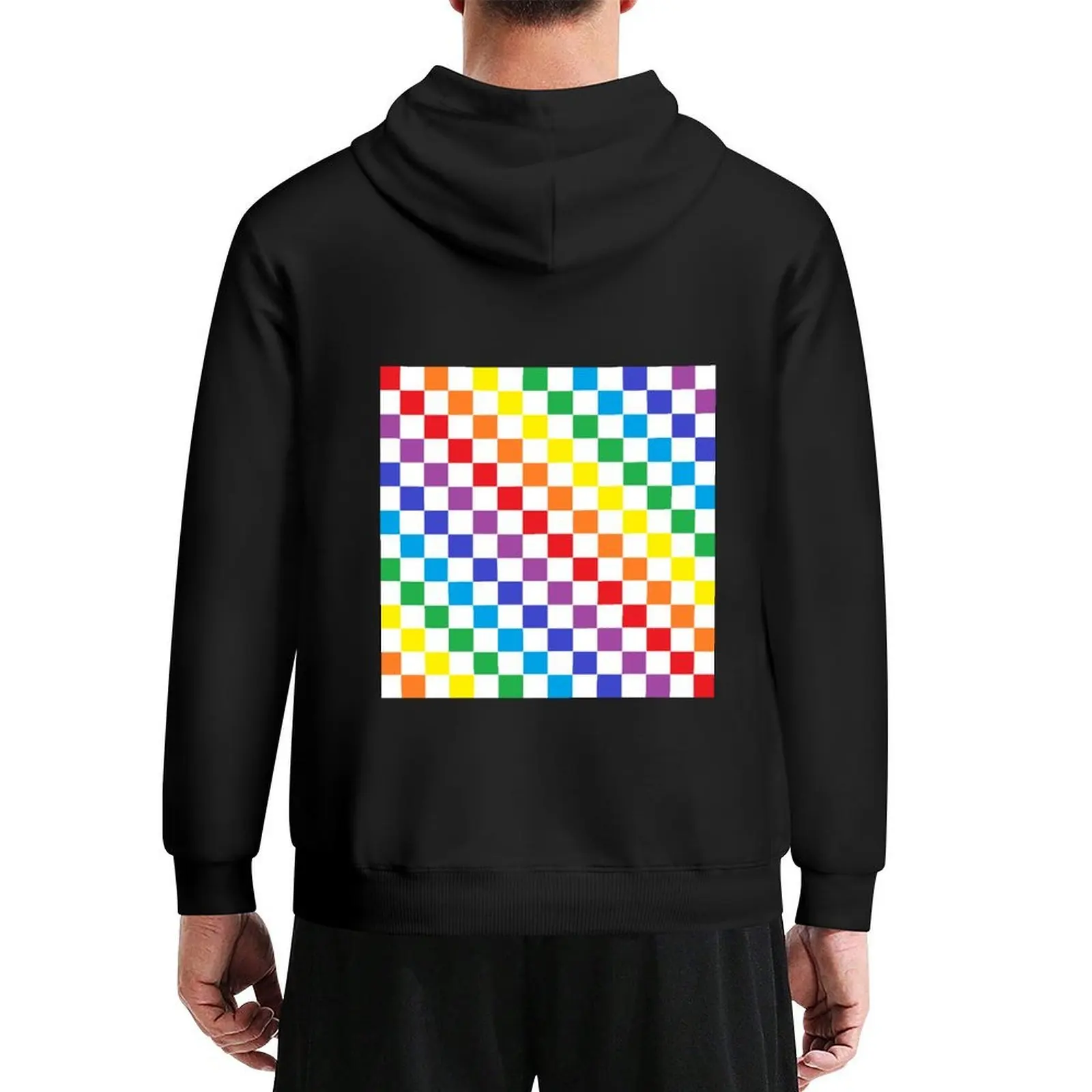 

Checkered Rainbow Hoodie mens clothing blouse men clothing men's coat men's hoodie sweatshirt