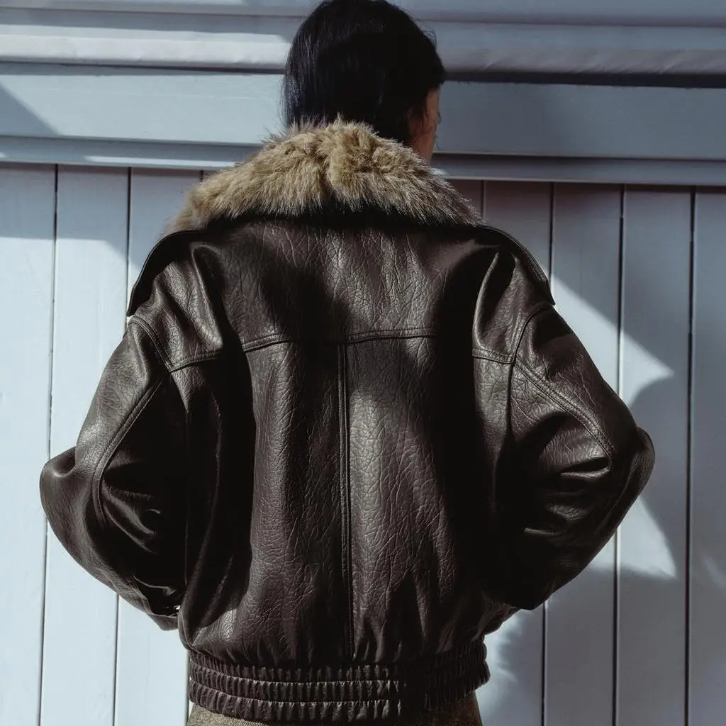 معطف Jaet نسائي من Faionable ZR Sle بياقة قابلة للفصل من الجلد الصناعي ملابس خارجية مع حامل دافئ مناسب طويل Sve #3