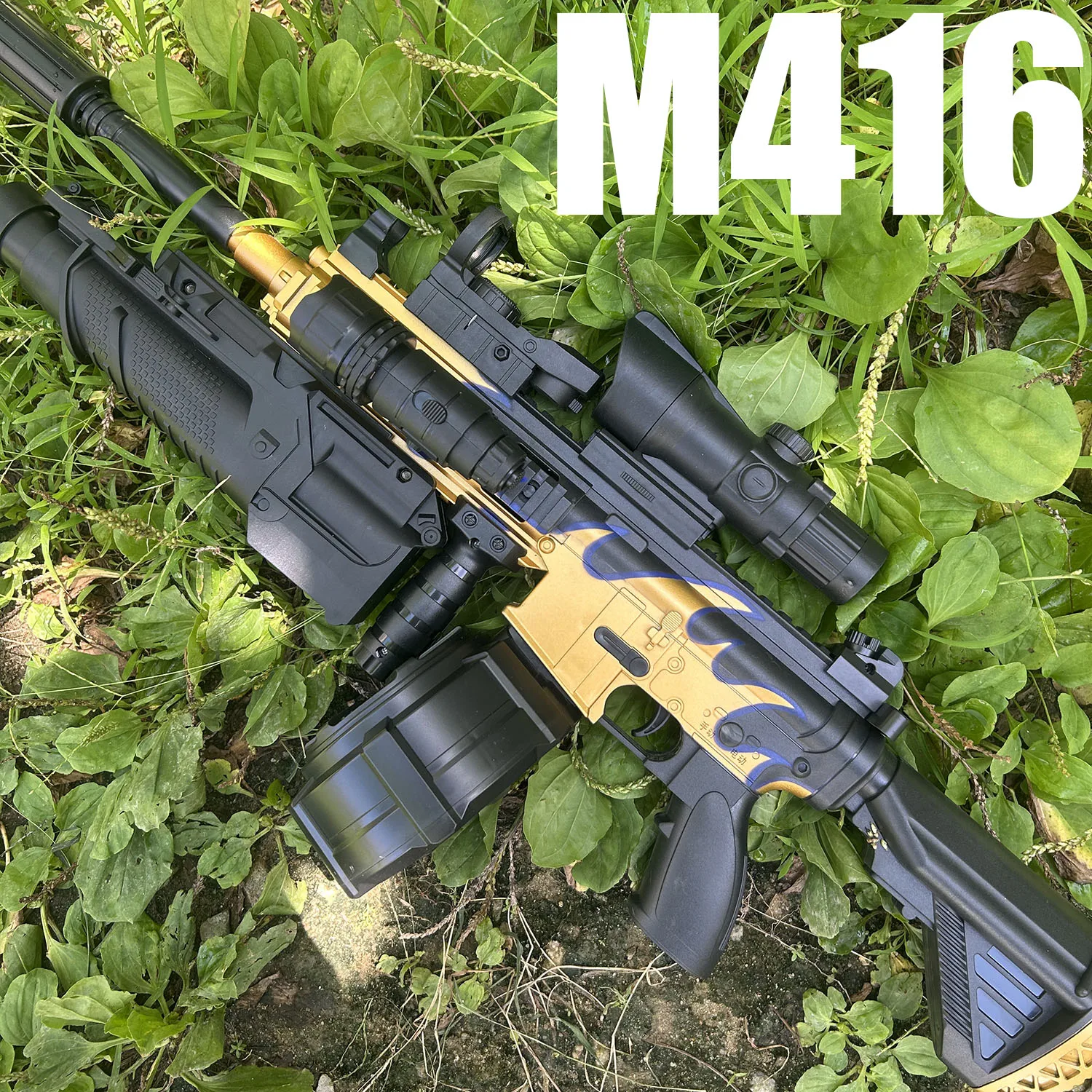 La nuova pistola giocattolo elettrica M416 senza sfera di gel può essere manuale e può essere elettrica con completamente equipaggiata con torcia a infrarossi Gioco giocattolo per ragazzi