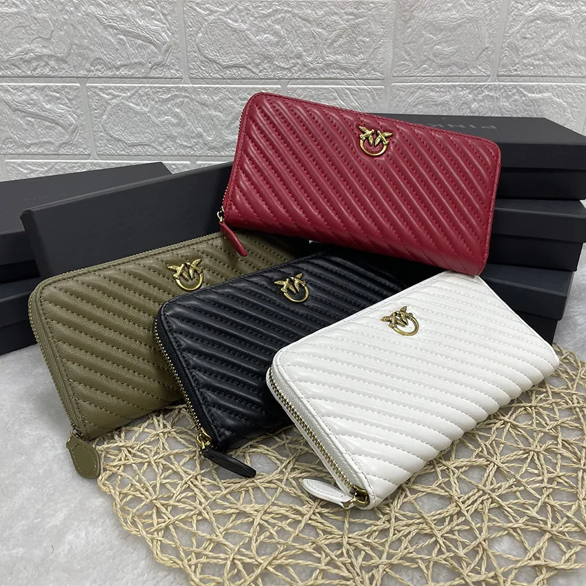 

Long Style Women's Genuine Sheepskin Wallet - Single Zipper, Multiple Compartments & Card Slots, 4 Colors Available