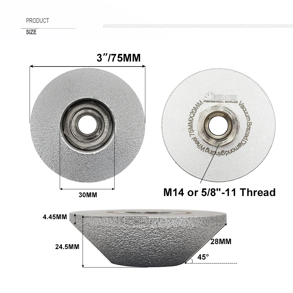 SHDIATOOL 2pcs Diamond Vacuum Brazed Profile Grinding Wheel  Carving Sanding Disc Abrasive Tile Concrete Marble Ceramic Stone