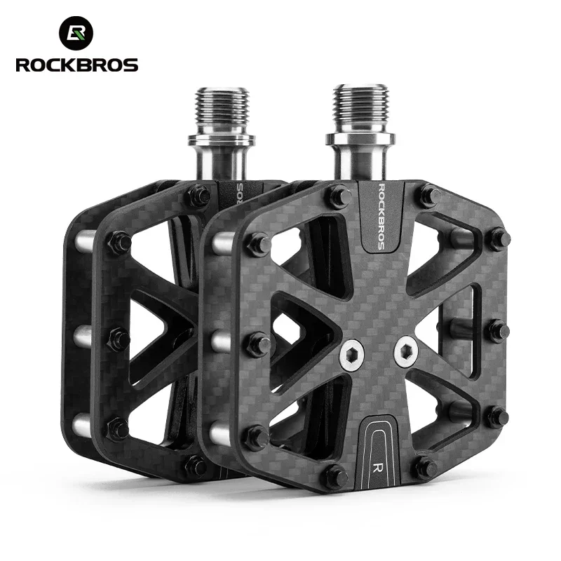 ROCKBROS Ultra-Light Carbon Fiber Pedals 3-Bearing MTB Bicycle Pedals Labor Saving Waterproof Anti-Slip Road Mountain Bike Pedal