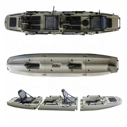 14ft Foot Pedal Kayak Fishing Paddle Canoe For Adults Double Seat 3 Parts Boat