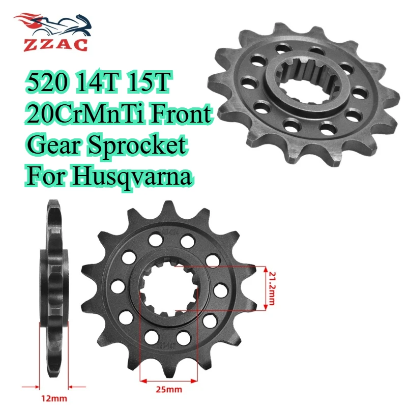 520 14T 15T 20CrMnTi Front Gear Sprocket For Husqvarna FC FE MX 350 400 450 501 550 600 Enduro 500 501 TC/TE WR/CR 250-260 WRK