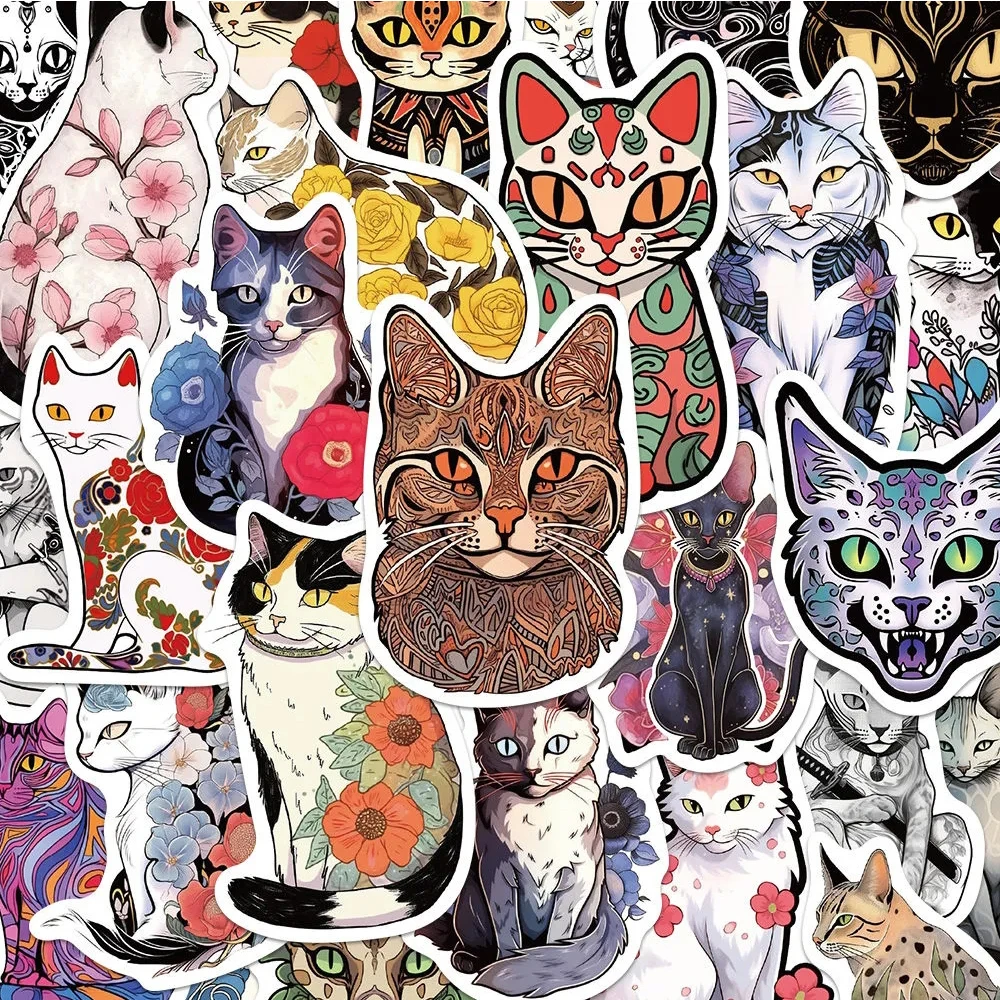 

10/30/50pcs Cool Gothic Tattoo Cat Graffiti Stickers Decals Skateboard Laptop Motorcycle Suitcase Car Decoration Sticker Toys