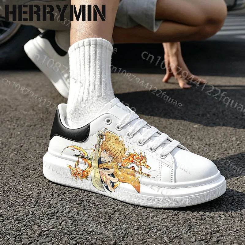 Picture 5: Agatsuma Zenitsu Youth Adult Men Women Thick Sole Platform Board Shoes Anime Style Print Lace Up Flat Shoes Daily Walking