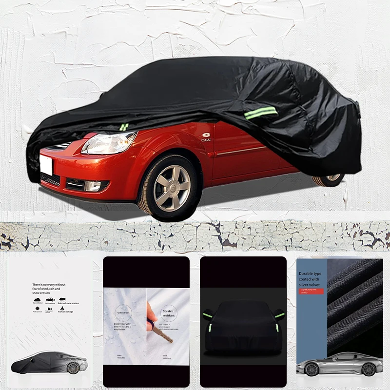 For Kia Rio Anti-UV Sun Shade Rain Snow Resistant Dustproof Car umbrella Black cover Full Car Cover Outdoor Protection