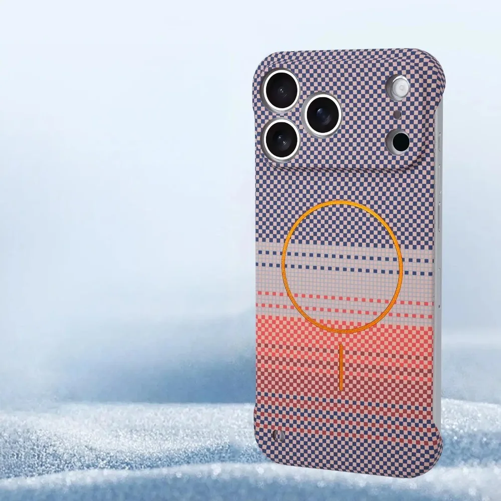 شعبية ألياف الكربون شحن لاسلكي الجلد يشعر القضية آيفون 17Air 16 15 14 زائد 13 12 برو ماكس نصف حزمة غطاء مقاوم للسقوط #6