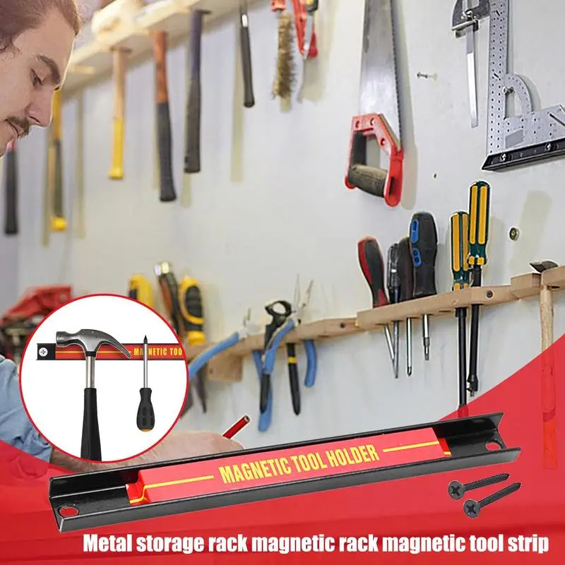 Imagem -04 - Heavy-duty Magnet Tool Bar Strip Rack Space-saving Organizador de Metal Forte Armazenamento Rack Porta-ferramentas Magnético para Chave de Faca