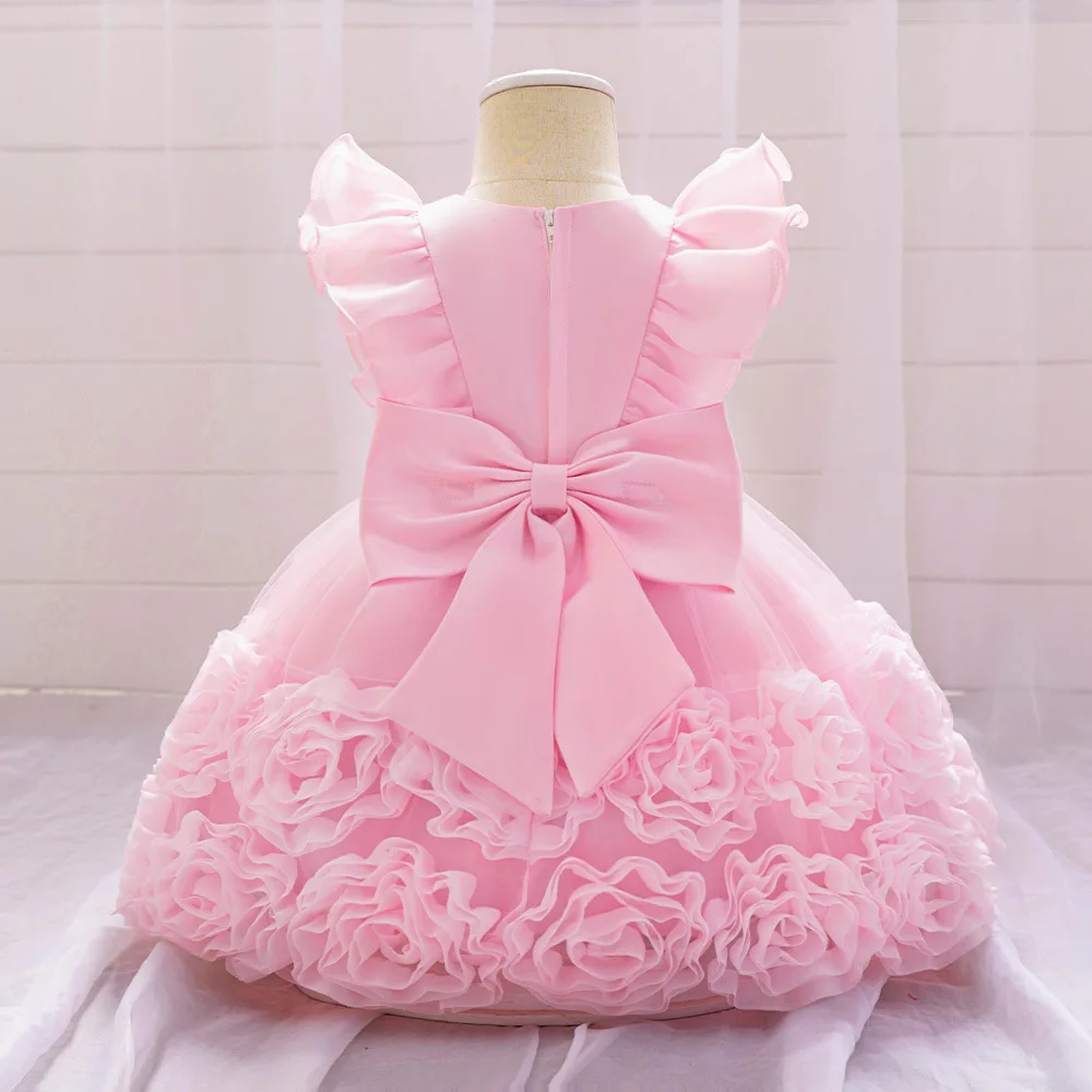 6M-4 Years Baby Toddler Ruffled Big Flower Girl Birthday Party Graduation Ceremony Pageant Dress