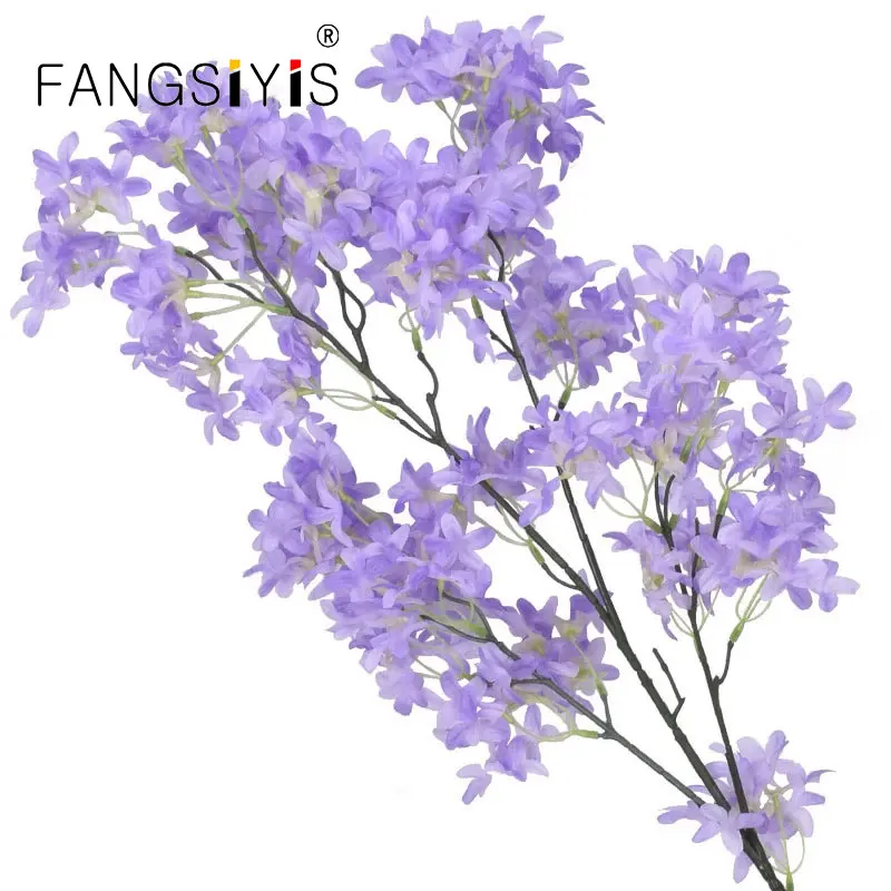 2PC/1PC Encrypted Simulation Lilac Flower Artificial Cross Cherry Blossom Home Living Room Fake Flowers Party Wedding Decoration