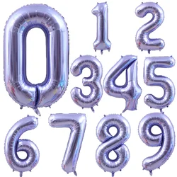 40inch 100cm Large Digit Number Foil Balloons Purple Green Figure Helium Balloon Laser Rainbow Ball Birthday Party Decorations