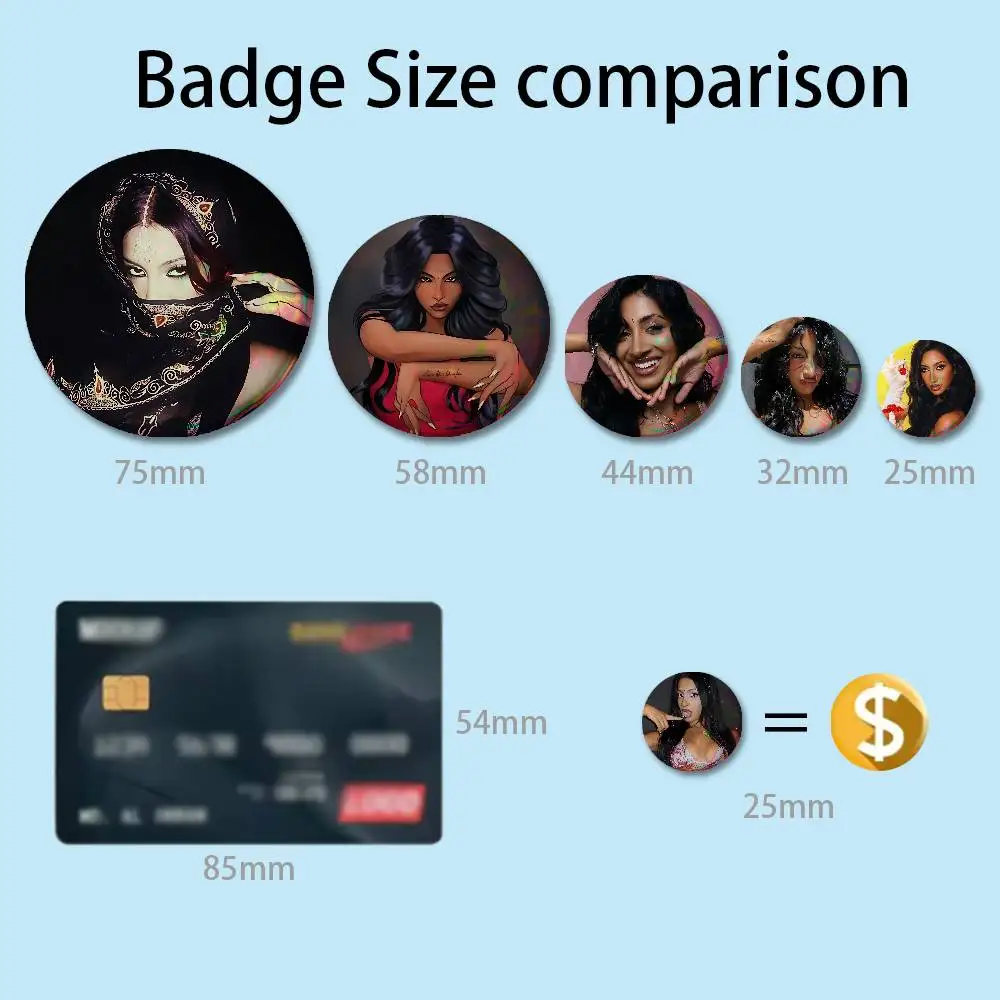 L-Lara R-Raj WILD HD Print Badges Pretty Round Display Brooches IP merchandise 32mm 58mm 75mm 44mm 25mm