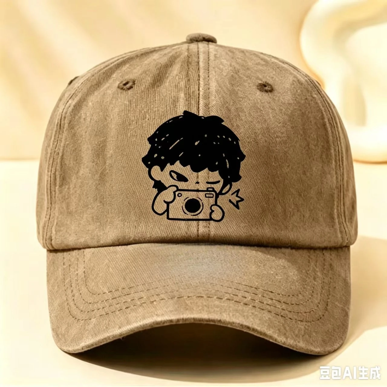 

2026 Kodak "It's Time To Smile" Cartoon Print Washed Baseball Cap Unisex Adjustable Dad Hat Korean Streetwear Casual Sun Hat