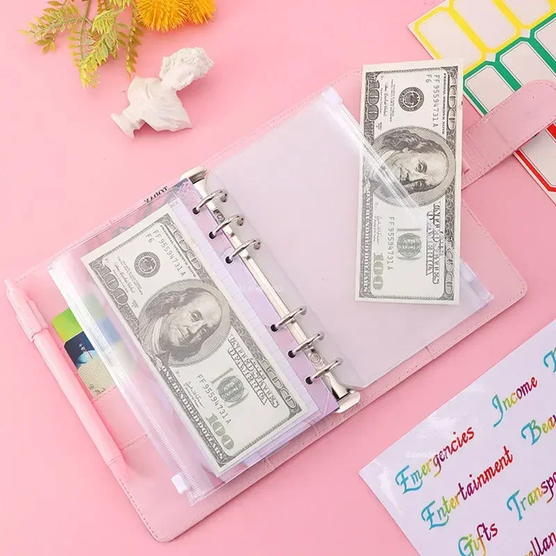 A6 Marble Colorful Money Budget Planner Binder Envelopes Cash Notebook Cover for Budgeting Money Organizer for Budget Binder
