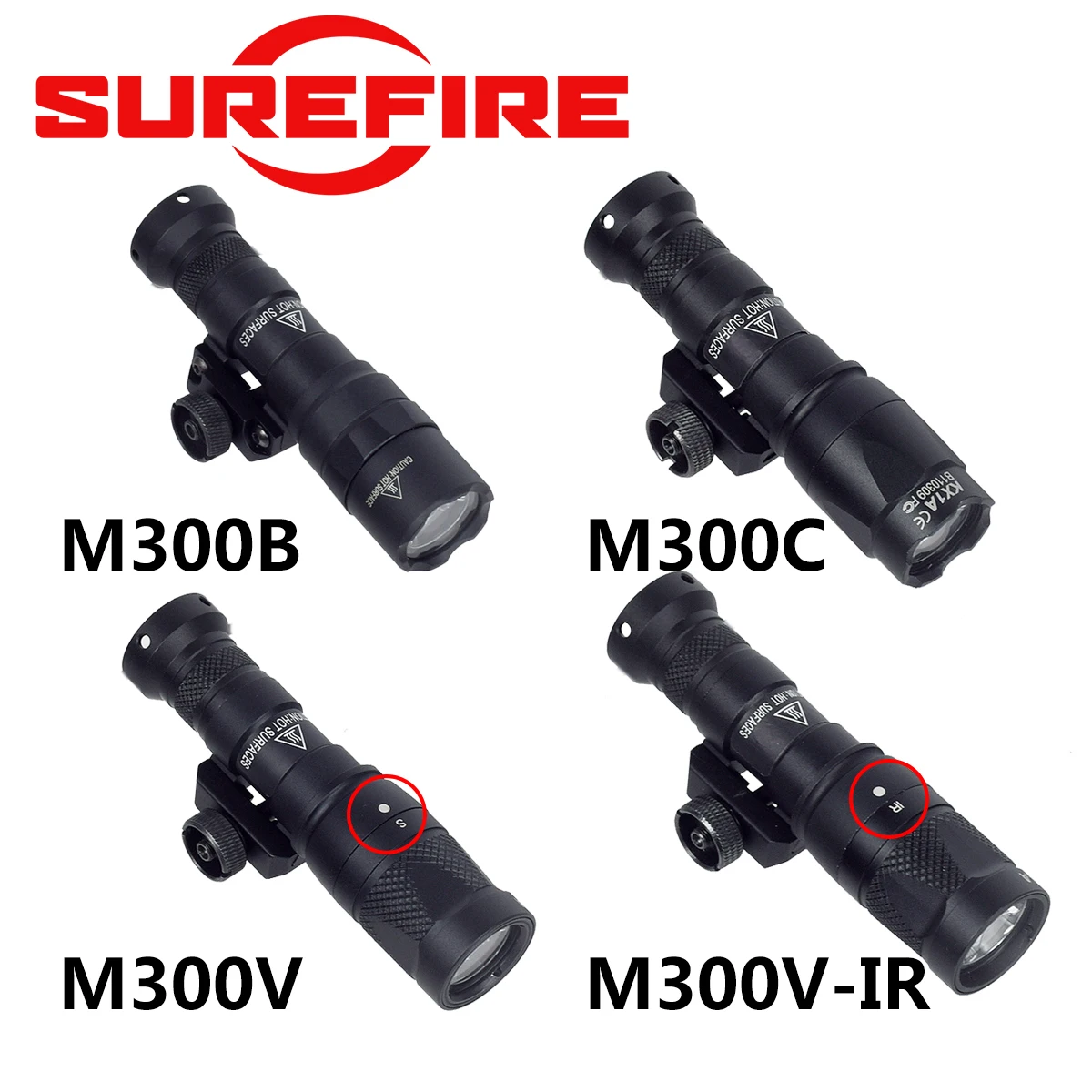 SureFire Airsoft M300 M300B M300C M300V Strobe M300V-IR Infrared Tactical Scout Light AR15 Rifle Weapon Flashlight LED Lamp