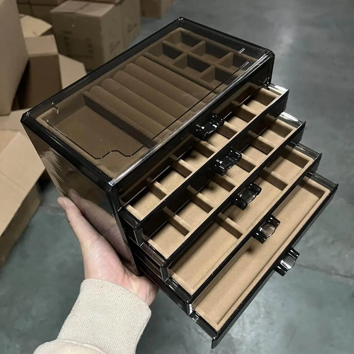 大容量5層ジュエリーボックスイヤリングピンオーガナイザーボックス家庭用プラスチック収納ボックスマルチコンパートメント仕分けボックス