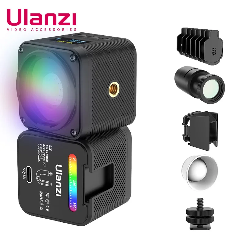 

Ulanzi L3 RGB 2700-7000K Bi-color Video Light Mini COB Video Light Camera Fill Light Ambient Light for Still Life Photography