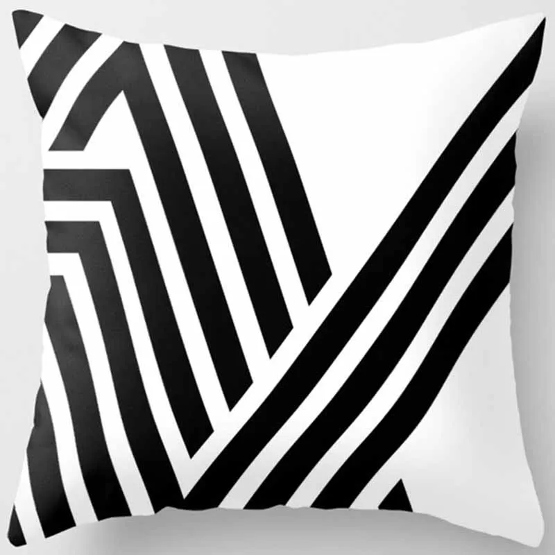 Autumn Decoration Black White Gray Geometric Pillow Cases Short Plush Velvet Thick Pillow Covers Sofa Cushions Covers Room Decor