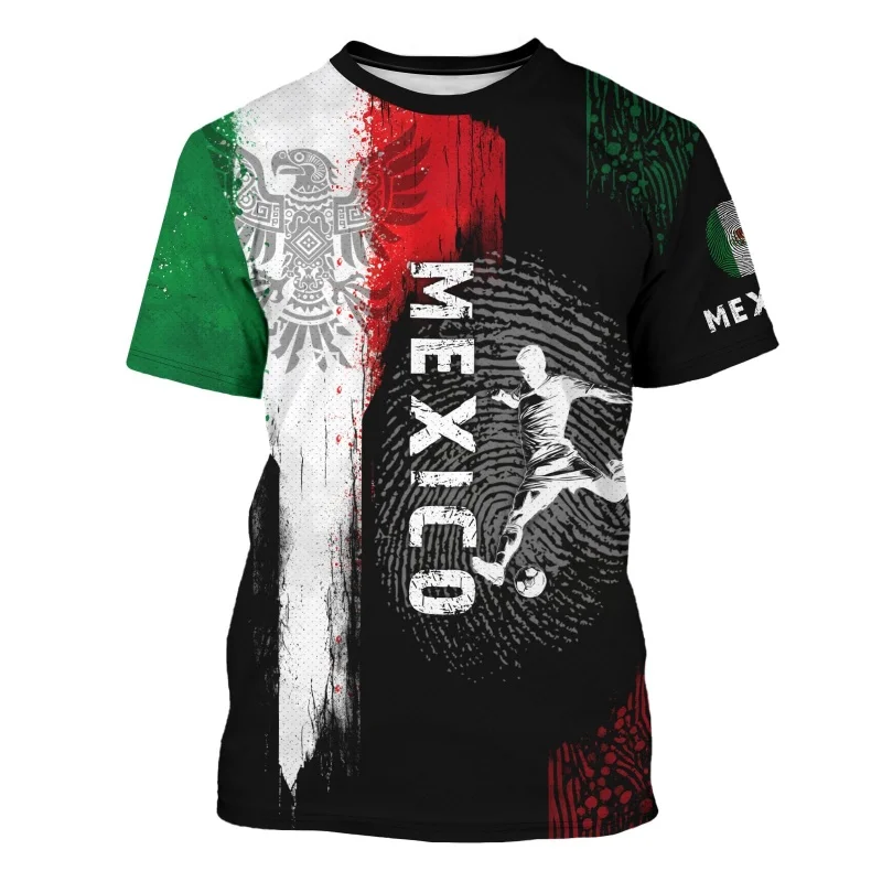 Mexico Soccer Teams Aztec Eagle 3D Print T Shirt Men National Patriotic Sports Jerseys Style Breathable Short Sleeve Casual Tops
