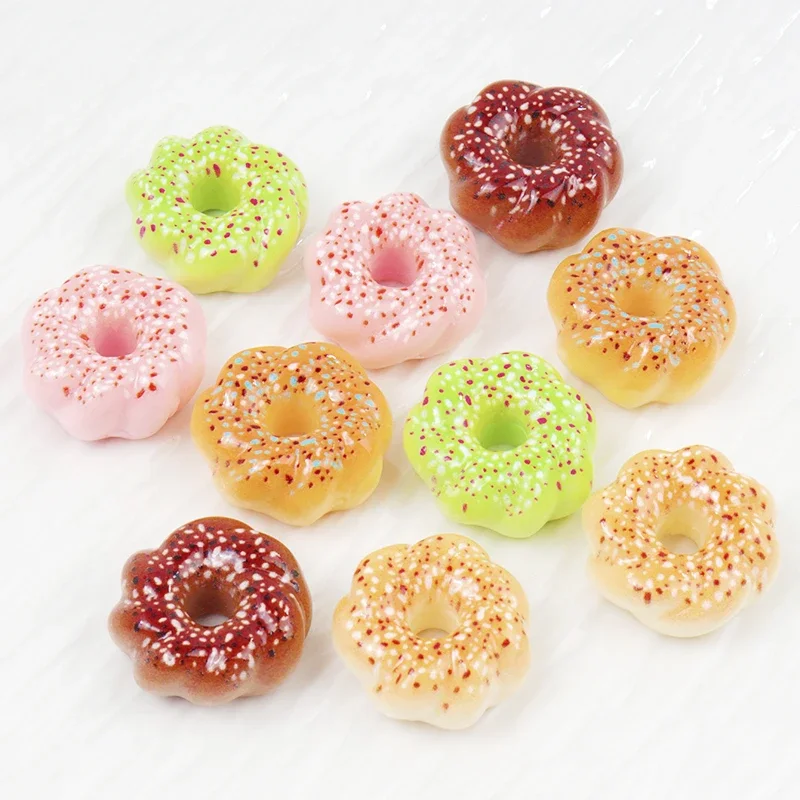 10/100Pcs Resin Colorful Donut Simulation Bread Donut Flat Back Scrapbooking DIY Hair Clips Craft Decoration Handmade Materials