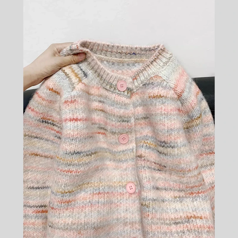 Women's Cardigan Knitted Sweater Harajuku Y2k Long Sleeves O-Neck Sweater Jumper 90s Vintage 2000s Aesthetic Clothes Autumn 2024