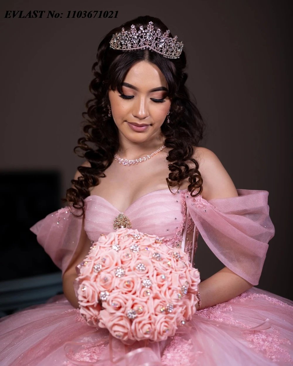 Evolt personalizado rosa floral quinceanera vestido de baile apliques miçangas méxico espartilho doce 16 vestidos de 15 anos sq768