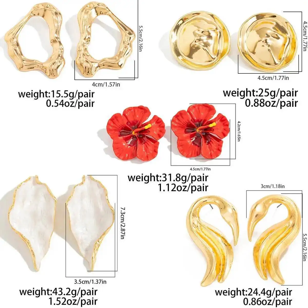 KunJoe 5 أنماط أنيقة سوان ليف قرط صغير زهري للنساء خمر الهندسة غير النظامية أقراط بوهيميا مجوهرات اكسسوارات