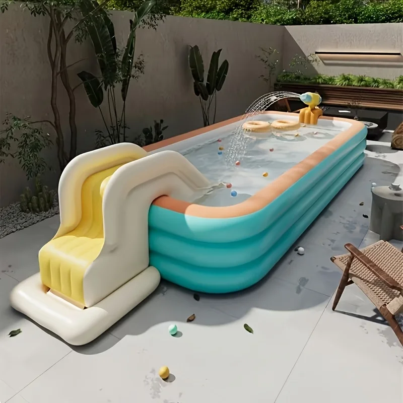 

1-Piece Large Inflatable Swimming Pool – Home Water Park, for Indoor/outdoor Use, Made of PVC, with Multiple Components